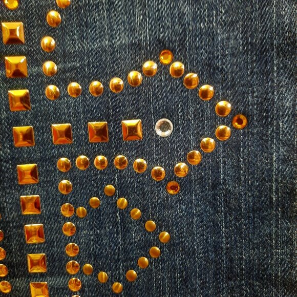 Y2K Deadstock Wrangler Mae Low Rise Razzle Dazzle Jeans Rhinestone Studded Cross - Picture 3 of 11